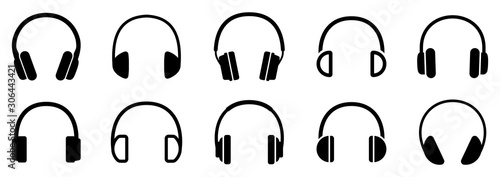 Headphones icons set. Vector illustration photo