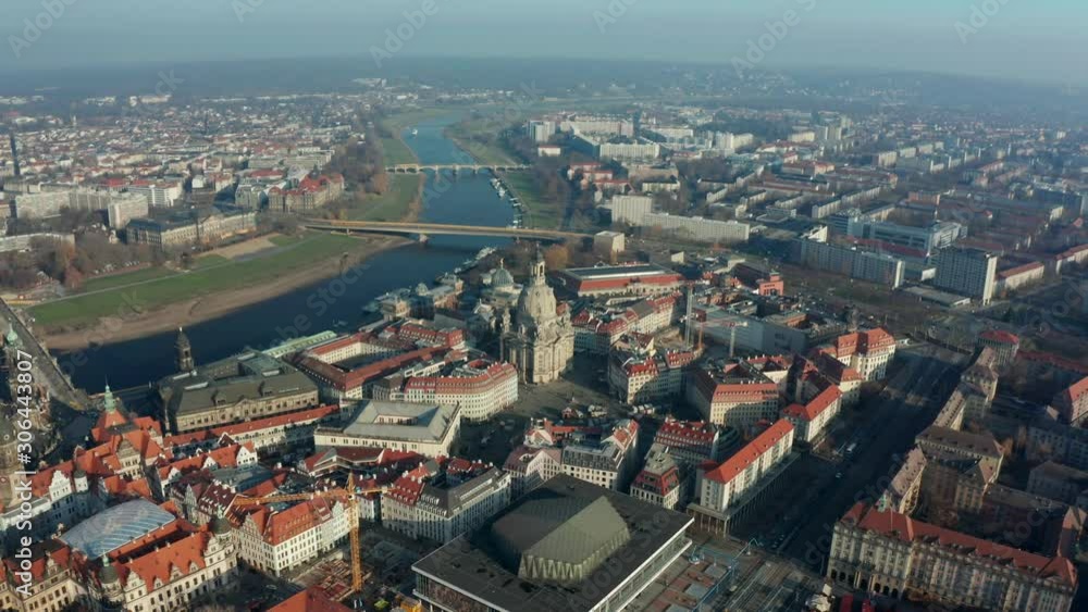 Dresden is a city in Germany, the administrative center of Saxony, on the river Elbe. It is one of the largest centers of industry, transport and culture in Germany. Drone view Dresden is a city in Germany, the administrative center of Saxony, on the river Elbe. It is one of the largest centers of industry, transport and culture in Germany. Drone view