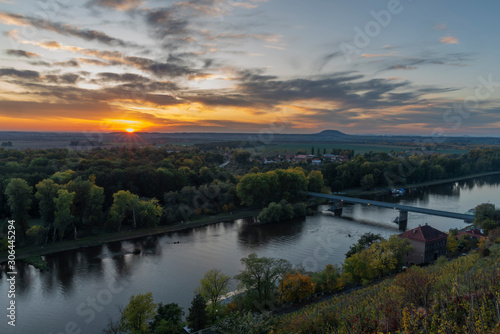 Sunset evening from Melnik castle in autumn color day
