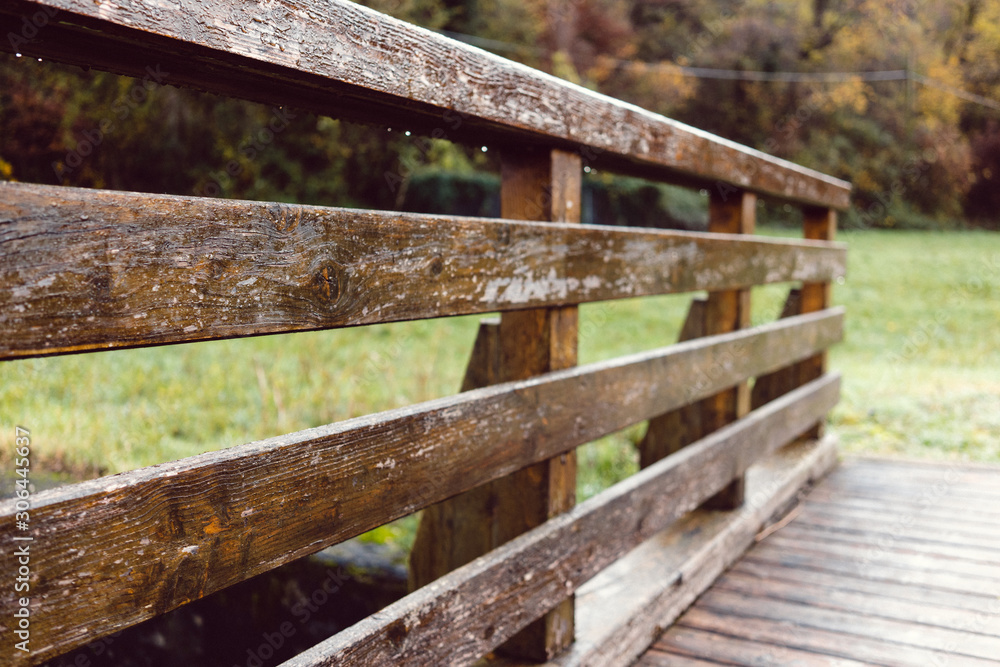 Wooden Fence In a Park in the countryside Wooden Fence In a Park in the countryside