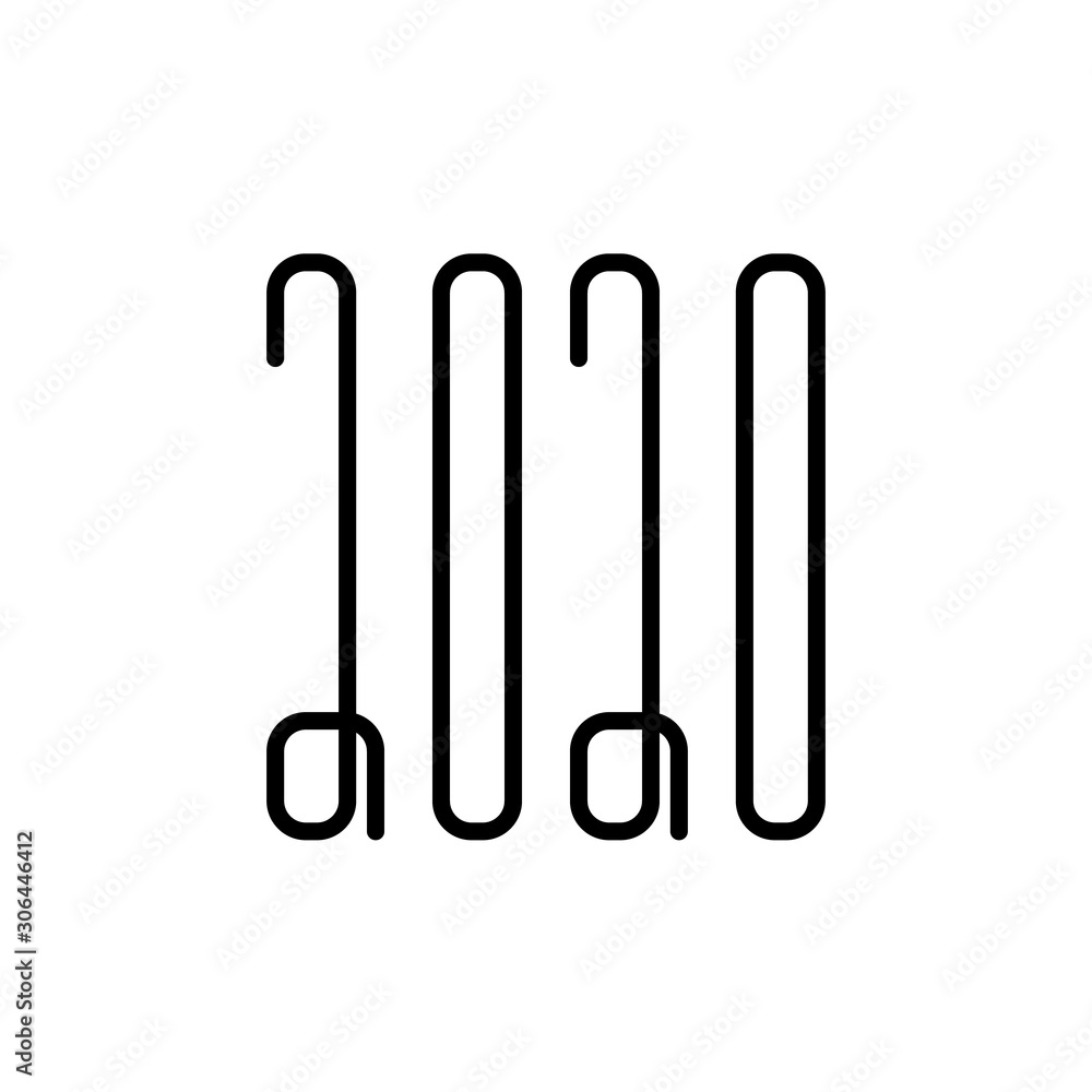 Happy New Year 2020 black line art number isolated on white background. Vector illustration eps10
