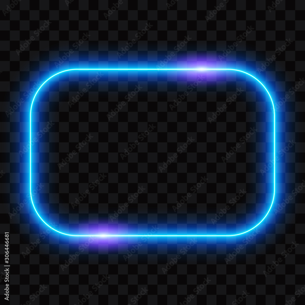 Neon frame, glowing on dark background, vector illustration. Neon frame, glowing on dark background, vector illustration.