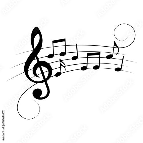 Music notes, isolated, white background, vector illustration.