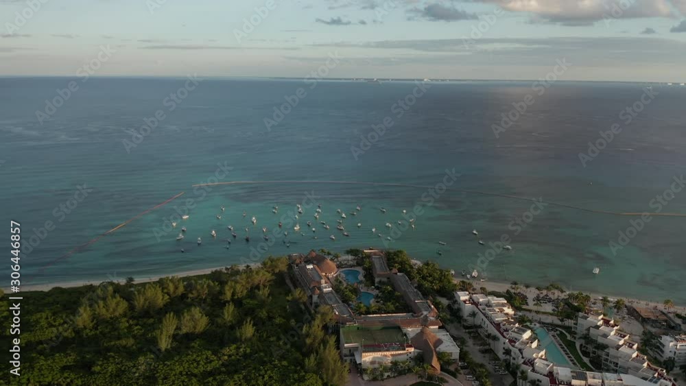 4k Aerial Caribbean Blue Focusing Down on Cancun Resort Pool 4k Aerial Caribbean Blue Focusing Down on Cancun Resort Pool