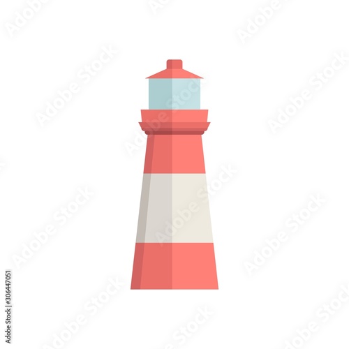 Lighthouse icon in flat style isolated on white background. Vector illustration