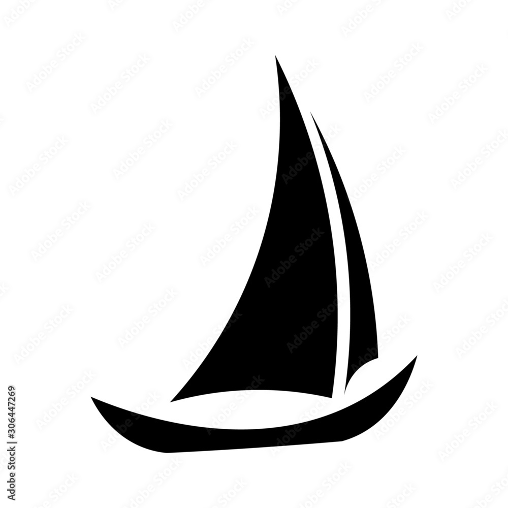 Boat vector icon, black silhouette, vector illustration. Boat vector icon, black silhouette, vector illustration.