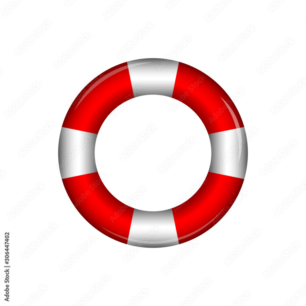 Lifebuoy, red and white swimming ring, isolated, vector illustration. Lifebuoy, red and white swimming ring, isolated, vector illustration.