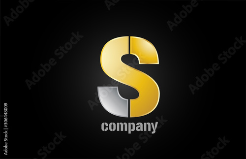gold silver metal logo s alphabet letter design icon for company