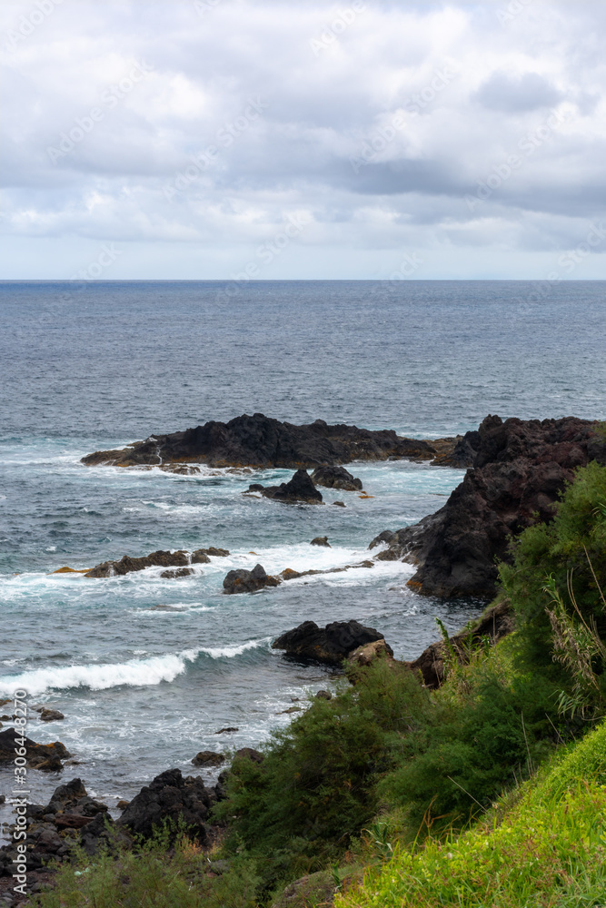 Attlantic ocean waves on the west coastline of Mosteiros Azores Portugal Attlantic ocean waves on the west coastline of Mosteiros Azores Portugal