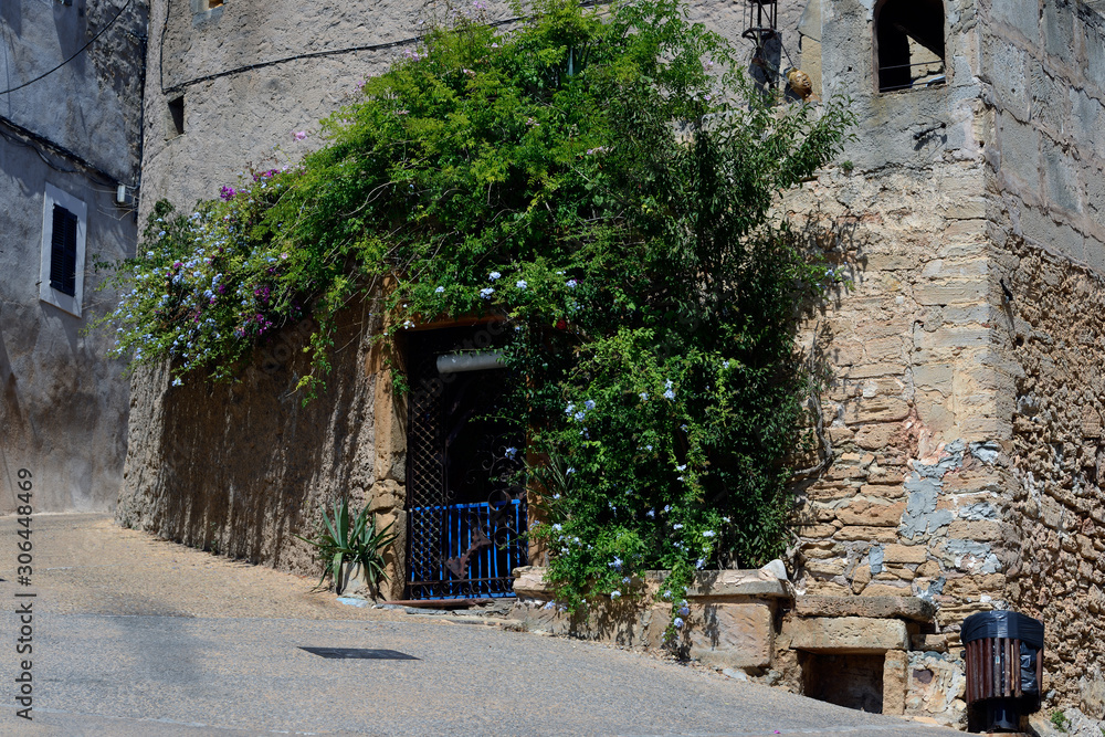 narrow street in old town, mallorca, island, spain