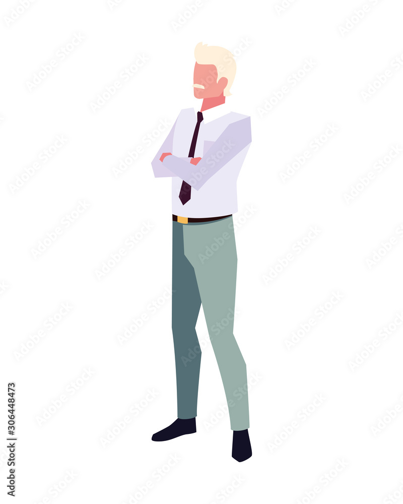 businessman with arms crossed on white background