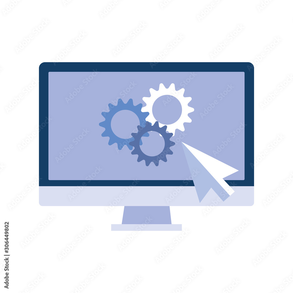 desktop computer screen on white background desktop computer screen on white background