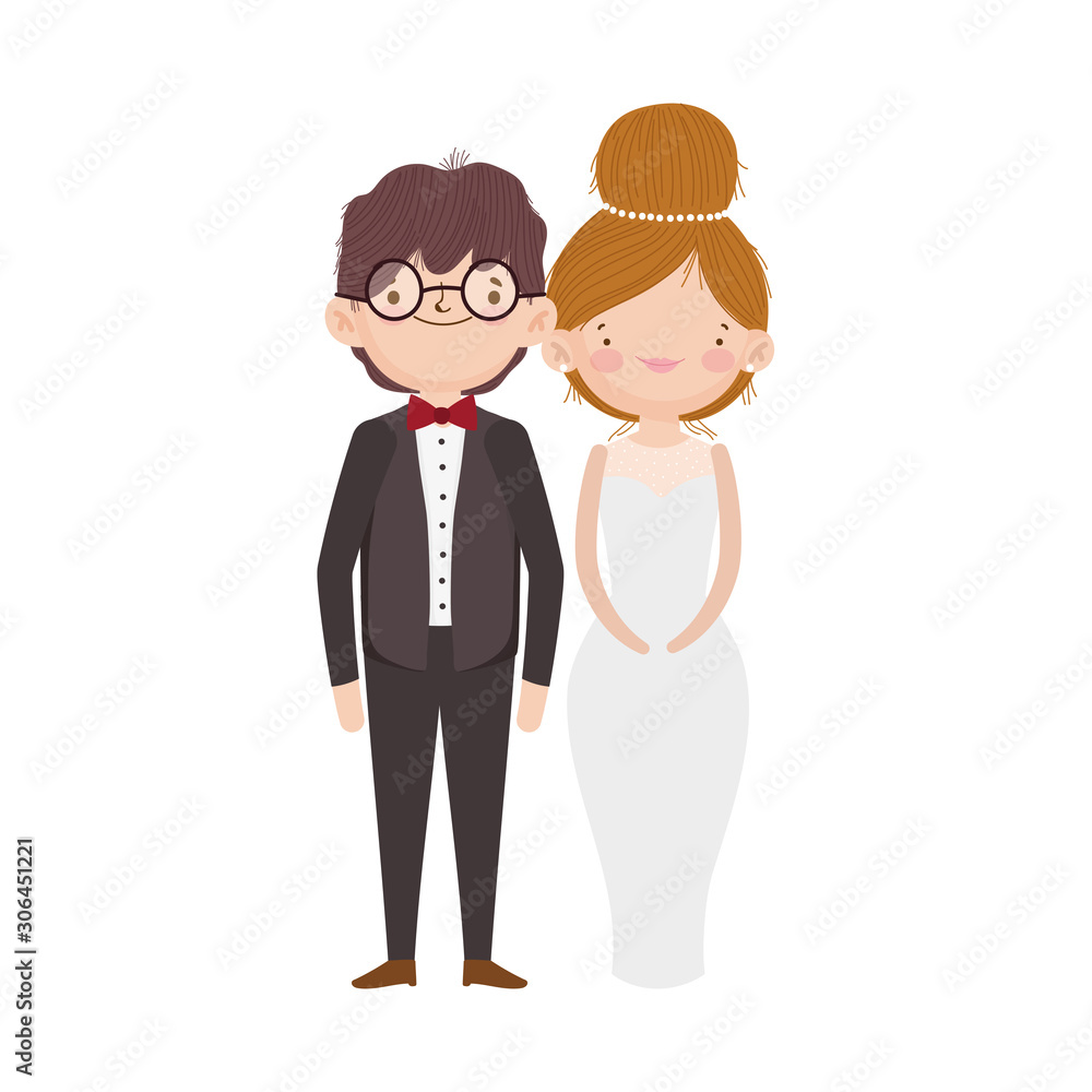 wedding couple, bride and groom in elegant suits cartoon wedding couple, bride and groom in elegant suits cartoon