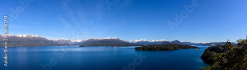 Panoramic view of Nahuel Huapi lake from Los Arrayanes National Park, Villa La Angostura, Patagonia, Argentina