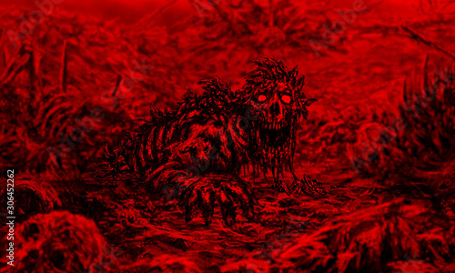 Fotografie Dead man looks at camera and pulls his hand.