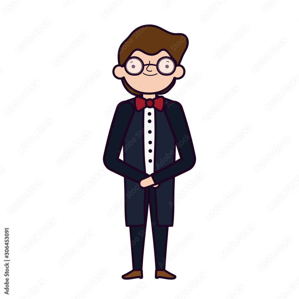 wedding groom man cartoon character in suit