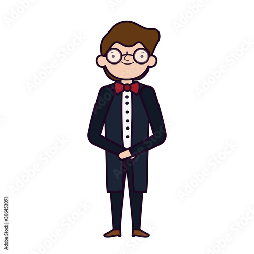 wedding groom man cartoon character in suit