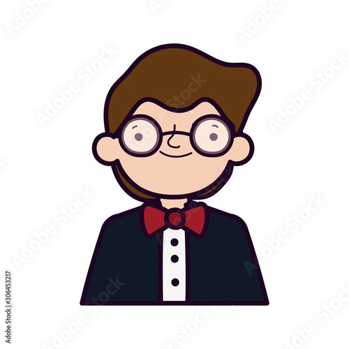 wedding groom man cartoon character in suit portrait