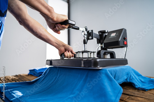 Printing On T-Shirt In Workshop photo