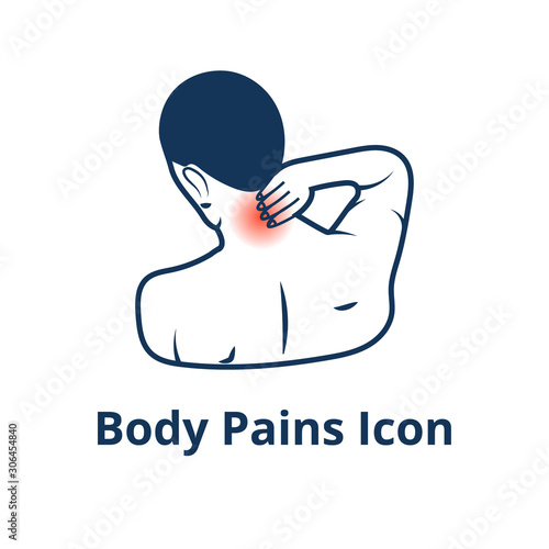 Body pains icon. Back pain linear icon