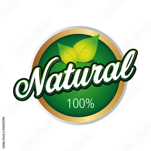 Natural product badge green hundred percent