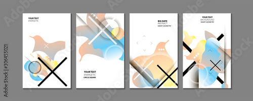 Abstract social media template art background. Futuristic vector illustration with circles on flat colored
