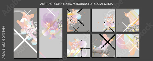 Abstract social media template art background. Futuristic vector illustration with circles on flat colored