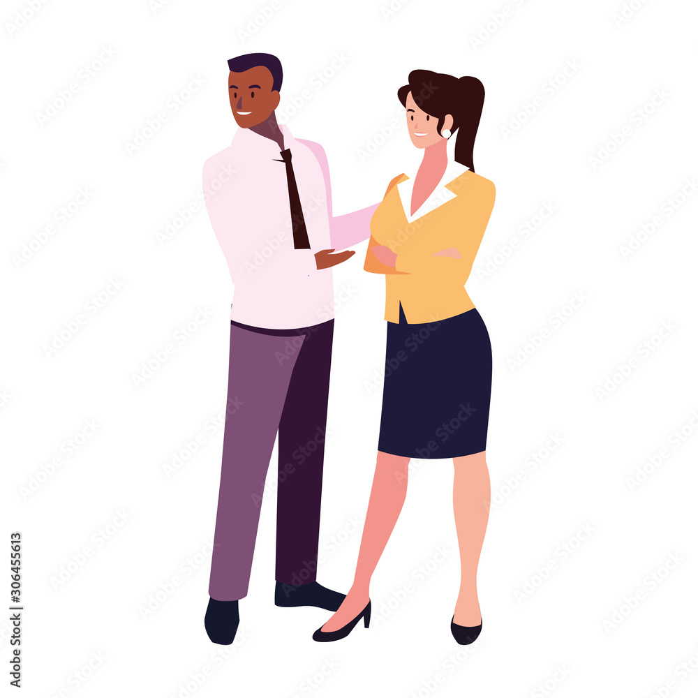 business couple standing on white background business couple standing on white background