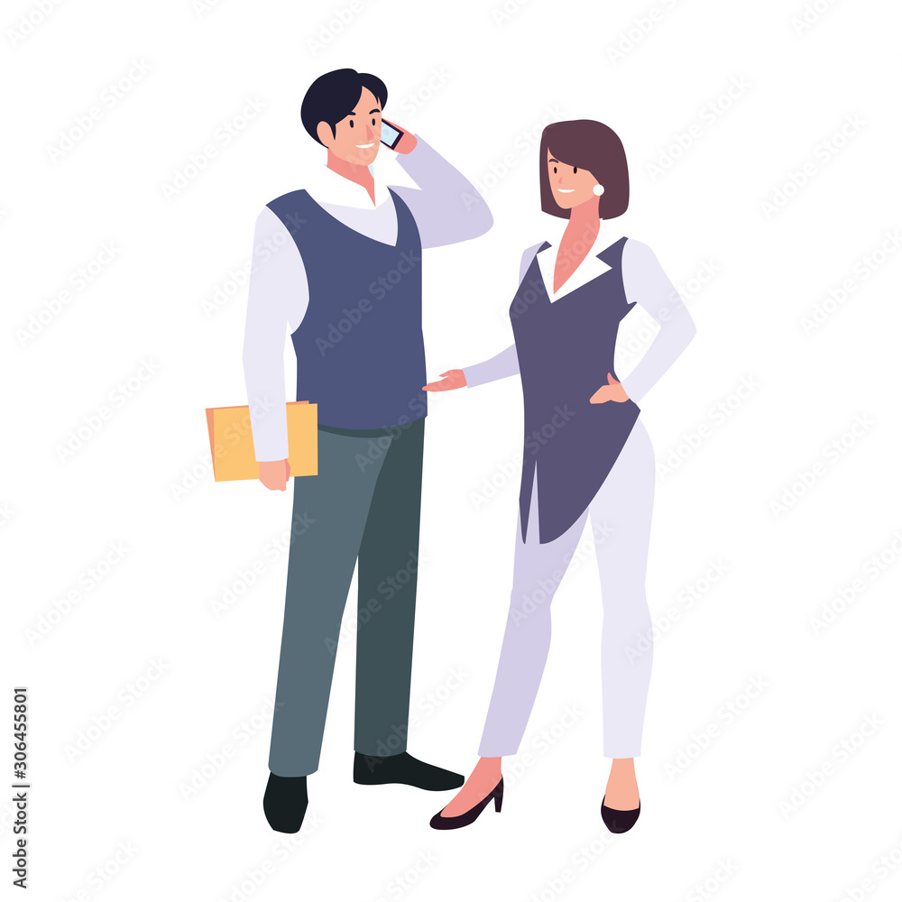business couple standing on white background business couple standing on white background