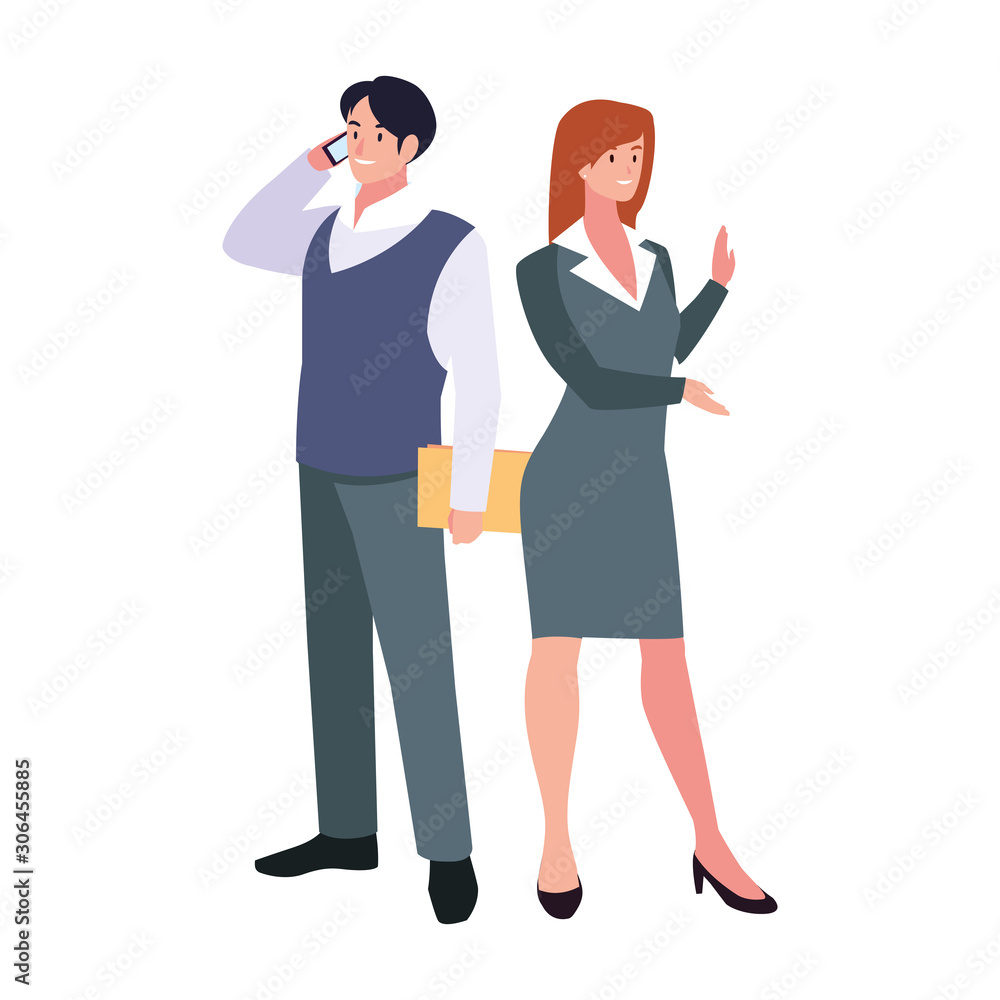 business couple standing on white background business couple standing on white background