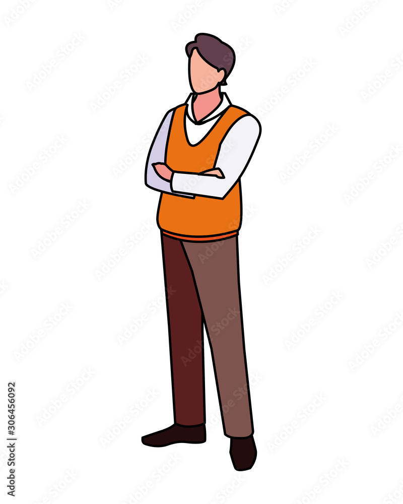 businessman with arms crossed on white background