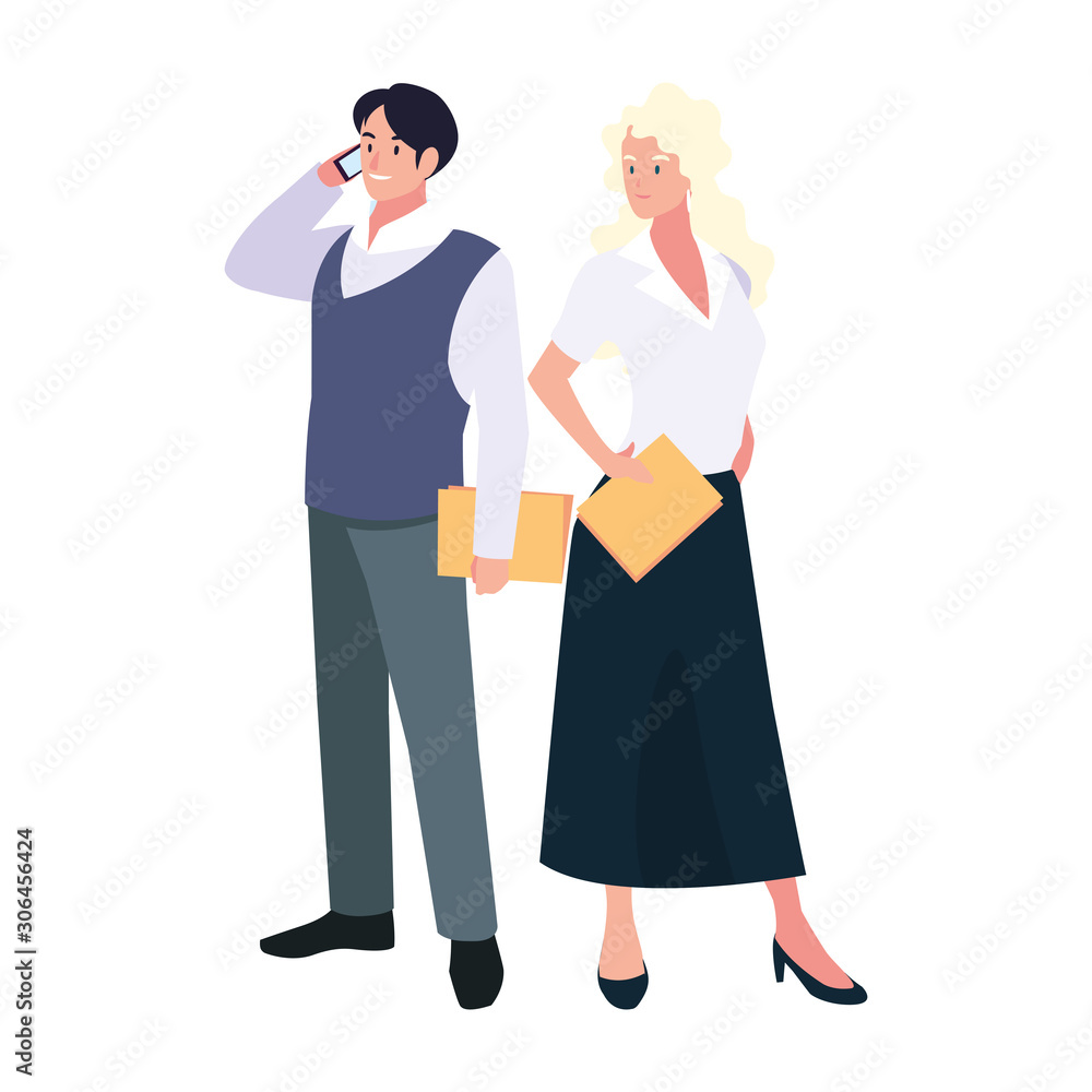 business couple standing on white background business couple standing on white background