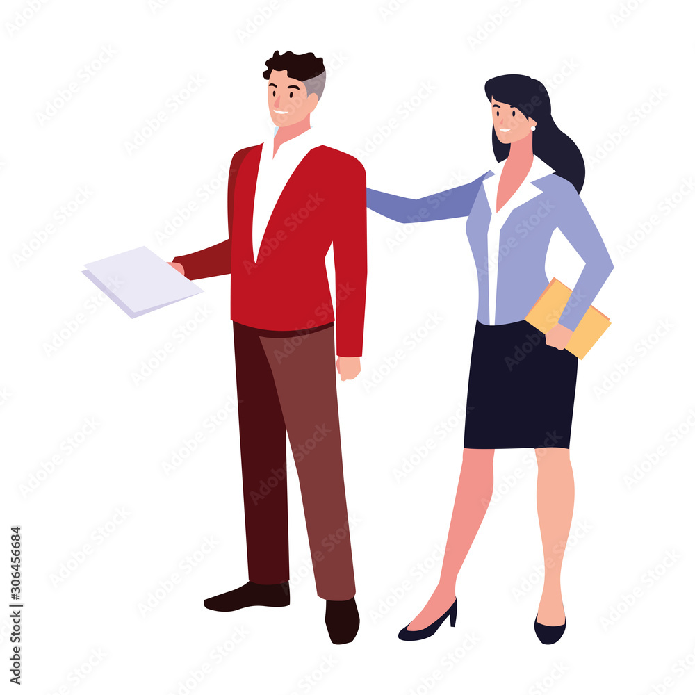 business couple standing on white background business couple standing on white background