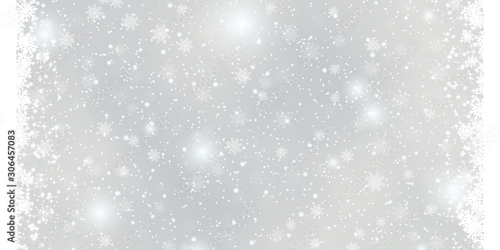 Fototapeta premium Christmas and New Year heavy snowfall vector background
