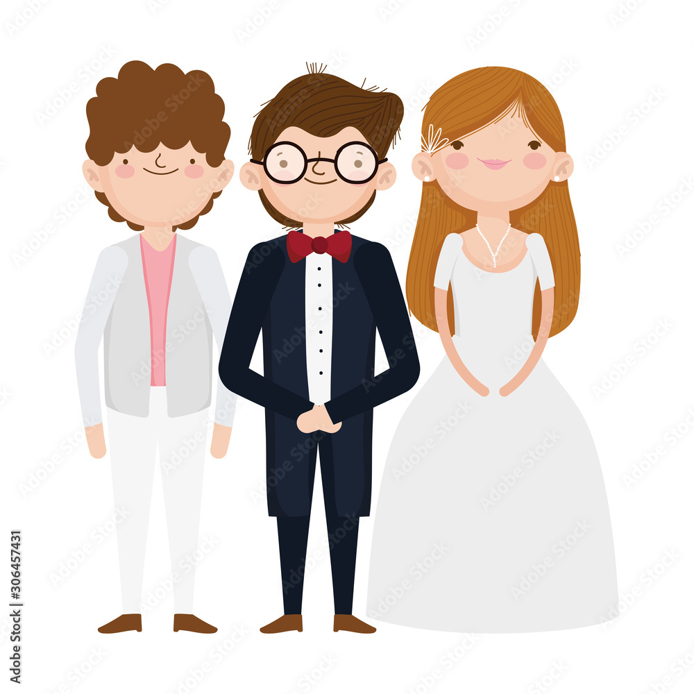 wedding bride and grooms cartoon characters elegant suits wedding bride and grooms cartoon characters elegant suits