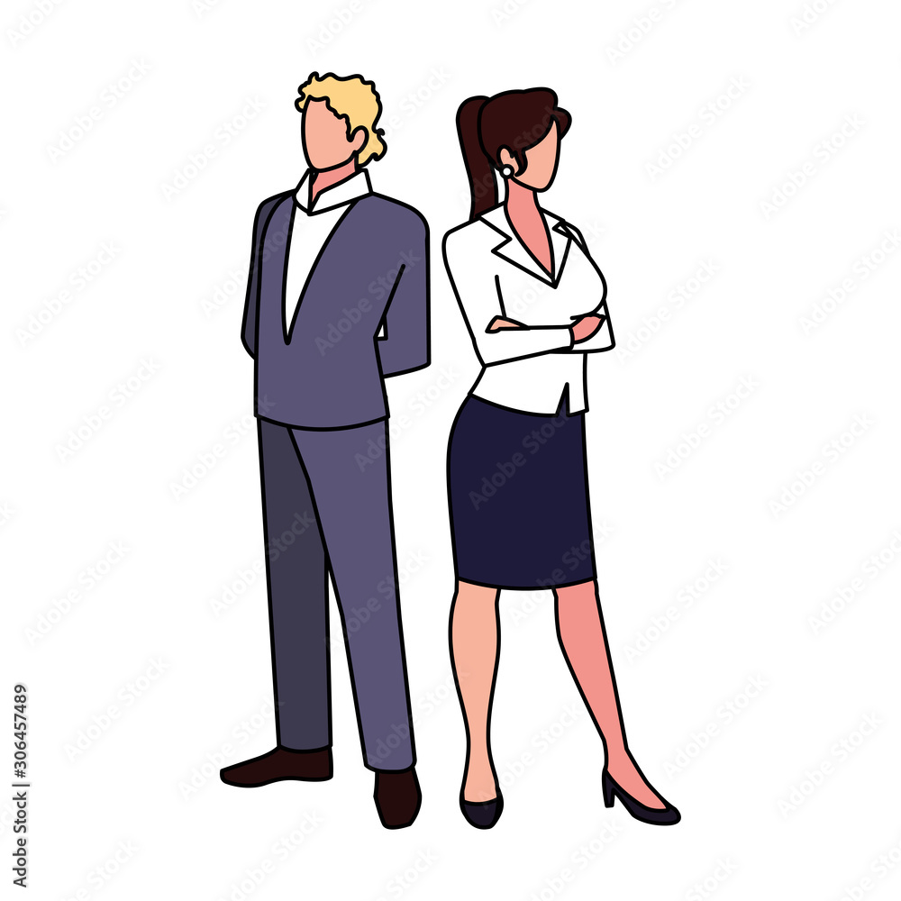 business couple standing on white background business couple standing on white background