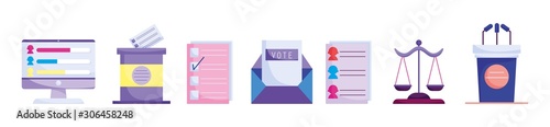 politics election democracy voting set icons