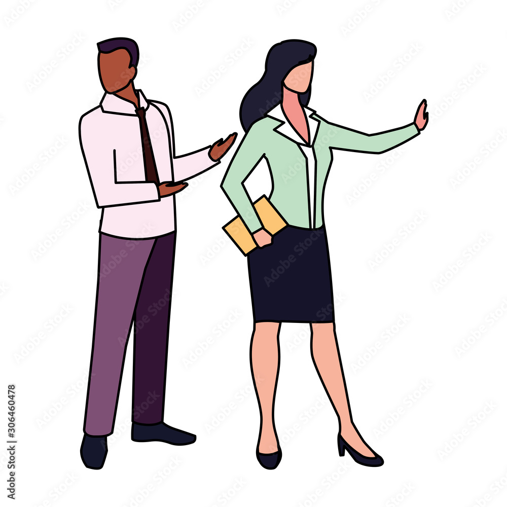 business couple standing on white background business couple standing on white background