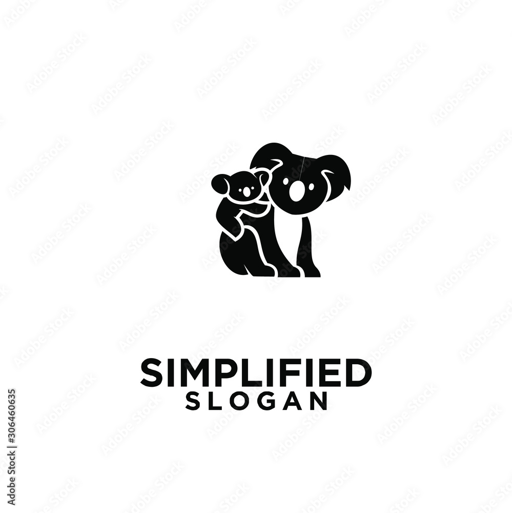 Ταπετσαρία mom and kid koala black logo icon design vector