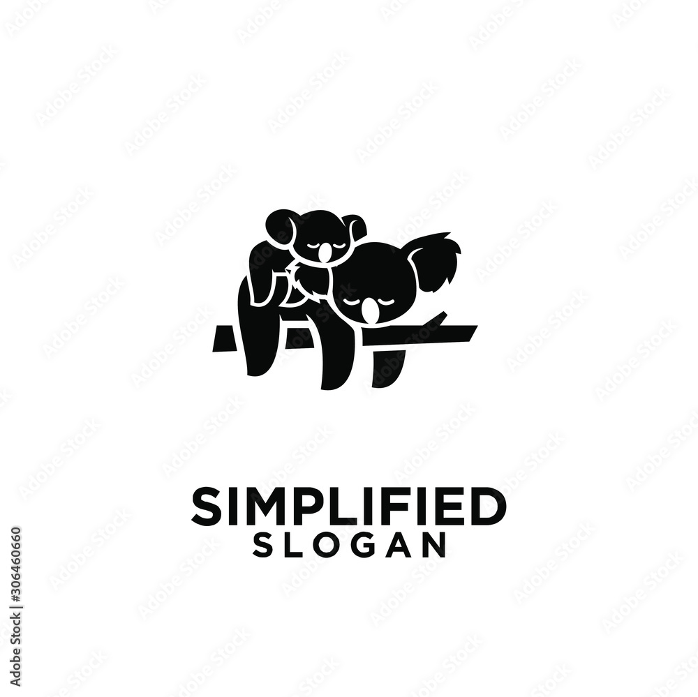 Φωτογραφία mom and kid koala black logo icon design vector