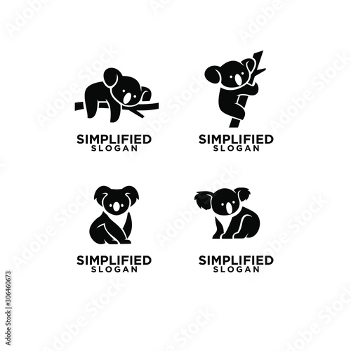 set of mom and kid koala black logo icon design vector photo