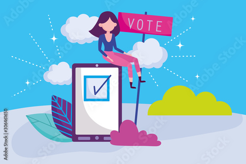 woman with smartphone select politics election democracy voting