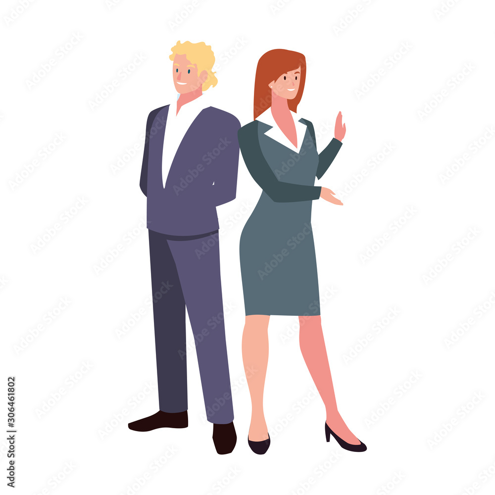business couple standing on white background business couple standing on white background