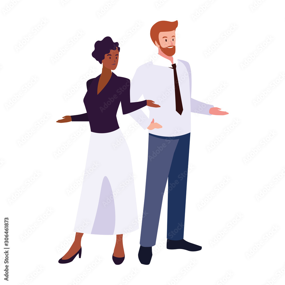 business couple standing on white background business couple standing on white background