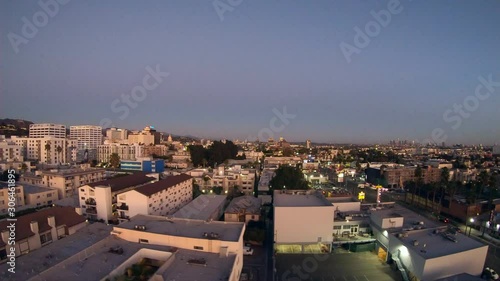 Dolly right during Los Angeles Sunset above Hollywood California 4K photo