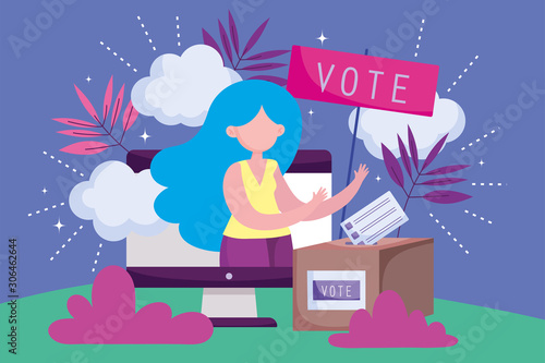 woman computer box ballot politics election democracy voting