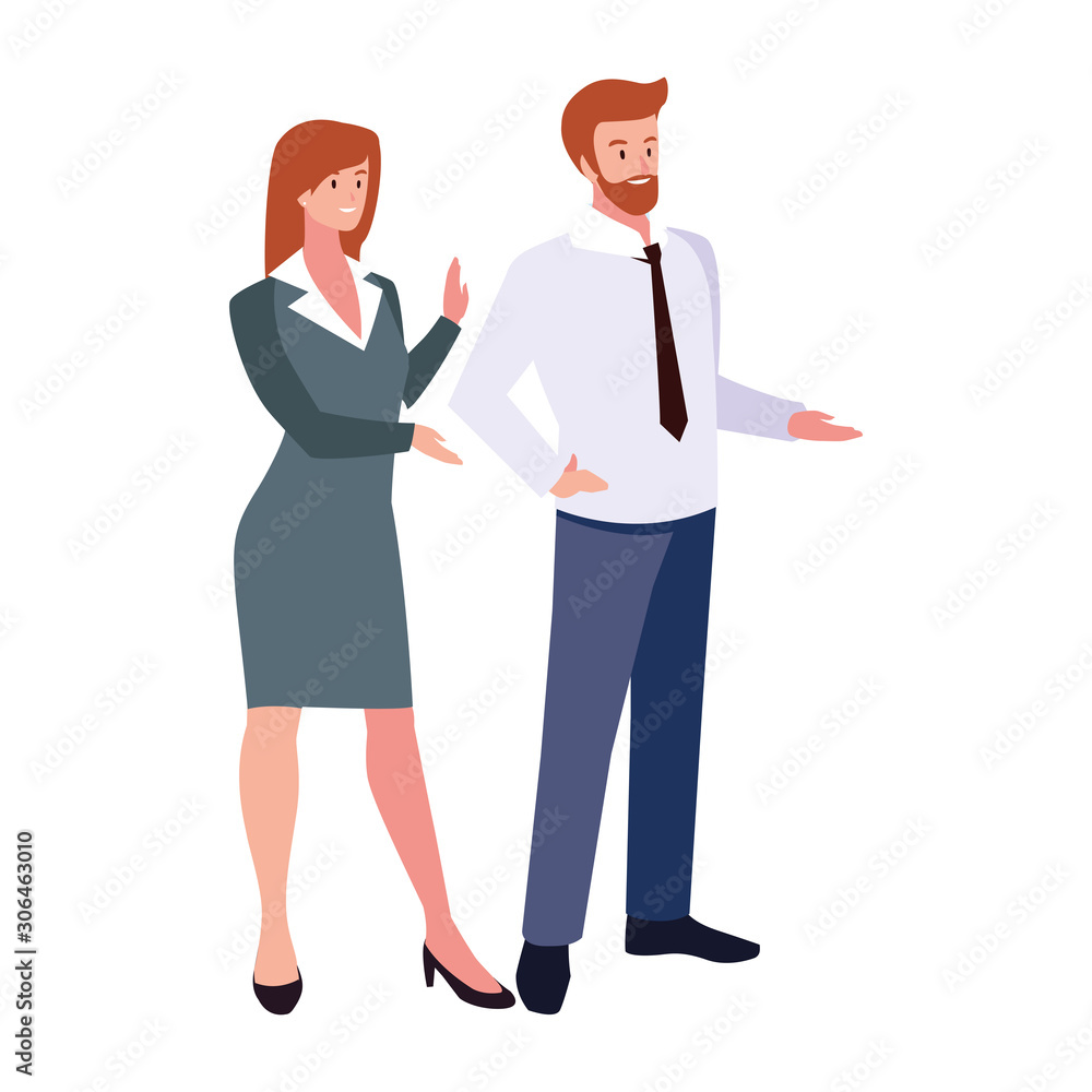business couple standing on white background
