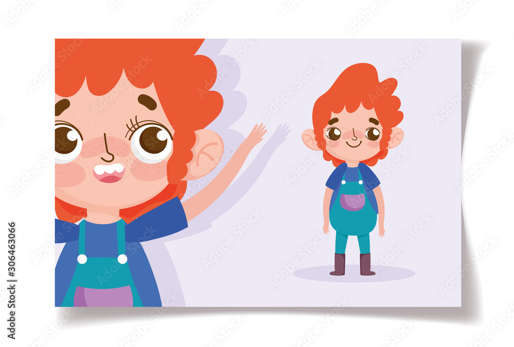 cartoon character animation little boy wearing overalls and hair red cartoon character animation little boy wearing overalls and hair red