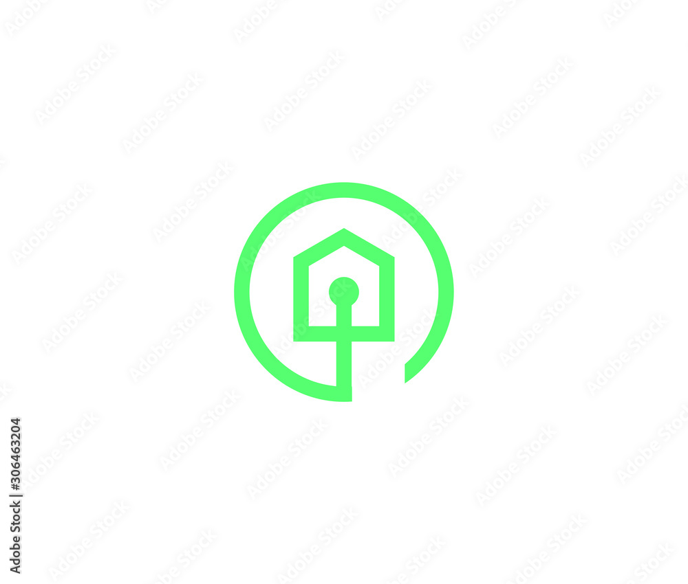 Home tech Logo Icon Minimal emblem design template Home tech Logo Icon Minimal emblem design template
