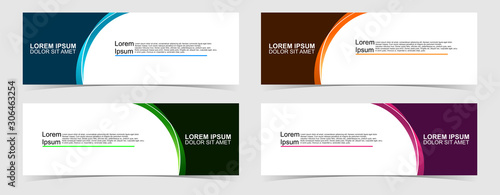 Set of abstract vector banners design. Collection of web banner template. modern template design for web, ads, flyer, poster with 4 different colors on grey background